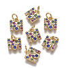 Brass Micro Pave Cubic Zirconia Charms ZIRC-L070-38-G-2