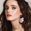 2 Pairs 2 Colors Lace Flower with Crystal Rhinestone Dangle Earrings EJEW-AN0001-20-4