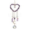 Natural Amethyst Chip Beads with Brass Findings Pendant Decorations HJEW-JM01814-02-1