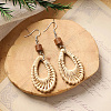 Bohemian Wood & Rattan Wood Woven Dangle Earrings WG21945-03-1