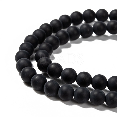Dyed & Heated Natural Black Agate Bead Strands G-H056-6mm-1