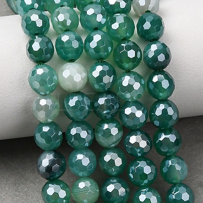 Electroplated Natural Agate Beads Strands G-B191-A07-6mm-09-1