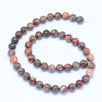 Natural Leopard Skin Jasper Beads Strands G-J358-05-6mm-1