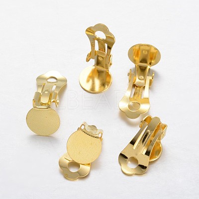 Brass Clip-on Earring Settings KK-F371-46G-1