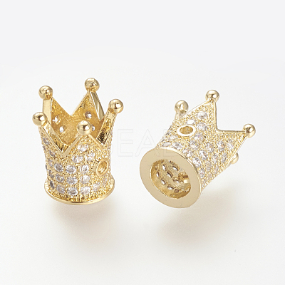 Brass Micro Pave Cubic Zirconia Beads ZIRC-S053-YS009-2-1