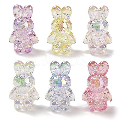 UV Plating Transparent Rainbow Iridescent Acrylic Beads TACR-R001-04A-1