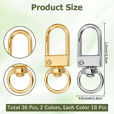 36Pcs 2 Colors Alloy Swivel Clasps PURS-CN0001-11-1
