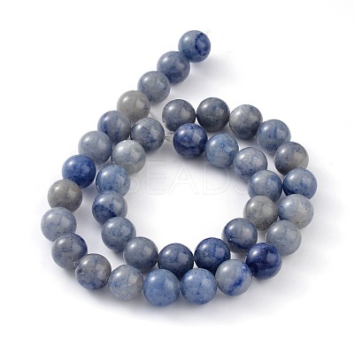 Dyed & Heated Natural Blue Aventurine Round Bead Strands G-M248-8mm-01-1