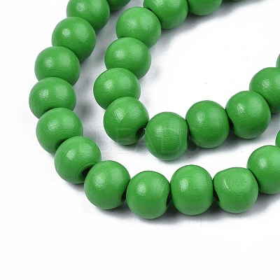 Painted Natural Wood Beads Strands WOOD-S053-54E-1