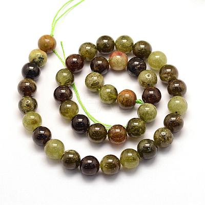 Natural Green Garnet Beads Strands G-G661-9mm-1