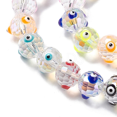 Transparent Evil Eye Glass Beads Strands LAMP-K037-04A-1