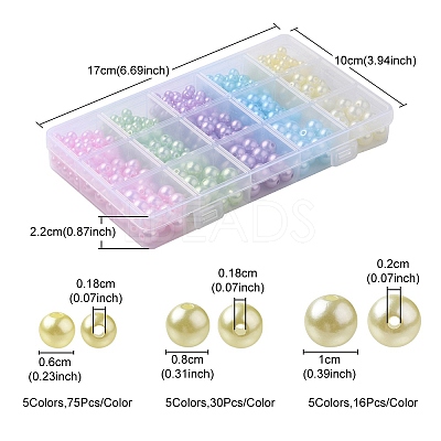 605Pcs 15 Style Spray Painted ABS Plastic Imitation Pearl Beads OACR-YW0001-34-1
