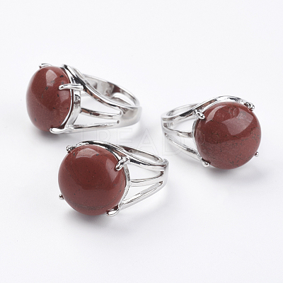 Adjustable Natural Red Jasper Finger Rings RJEW-F075-01N-1