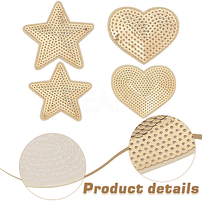 32Pcs 4 Styles Handicraft Beading Felt Appliques PATC-WR0001-05-1