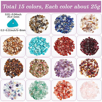 15 Styles Natural & Synthetic Mixed Gemstone Chip Beads G-PA0001-99-1