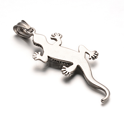 Gecko 304 Stainless Steel Rhinestone Big Pendants X-STAS-M222-12AS-1