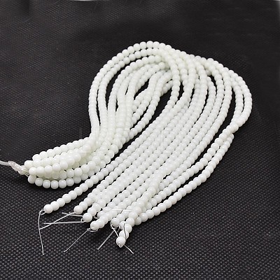 Opaque Solid Color Glass Round Beads Strands X-GLAA-F032-8mm-01-1