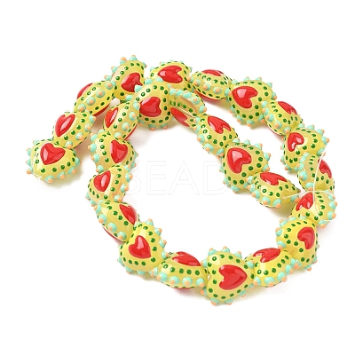 Baking Paint Glass Bumpy Beads Heart LAMP-V001-09-1