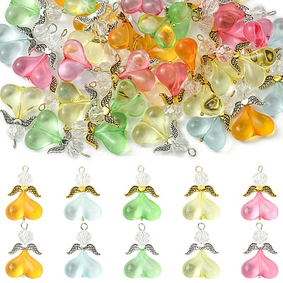 40Pcs 10 Colors Acrylic Glass Pendants PALLOY-FS00018-1