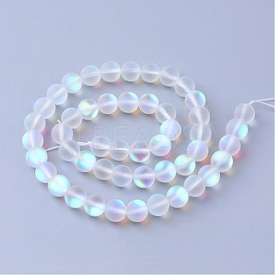 Synthetic Moonstone Beads Strands G-R375-8mm-A13-1