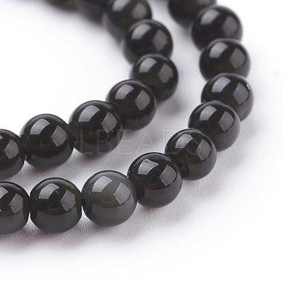 Natural Obsidian Round Beads Strands G-G735-19-4mm-1