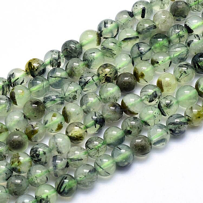 Natural Prehnite Beads Strands G-P322-48-6mm-1