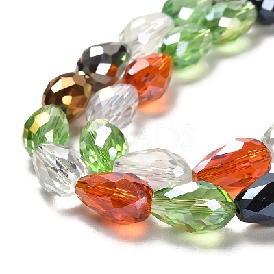Faceted Teardrop Glass Beads Strands X-GS053-AB-1