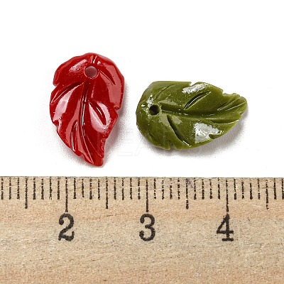 Synthetic Coral Dyed Leaf Charms CORA-Q034-02-1