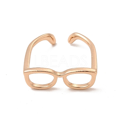 Brass Glasses Frame Open Cuff Ring for Women RJEW-F140-140KCG-1