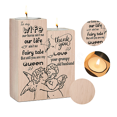 Wood Candle Holder AJEW-WH0268-005-1