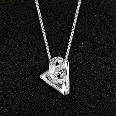 Alloy Ring with Triangle Pendant Necklaces for Men WG487F5-01-1