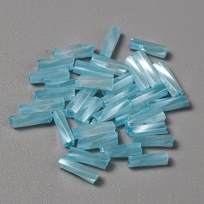 Opaque Colours Glass Twist Bugle Beads GLAA-WH0039-08H-1