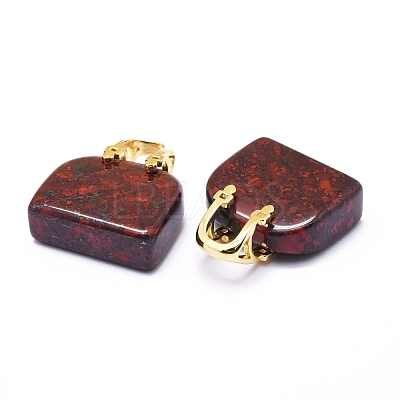 Natural Red Jasper Brass Pendants KK-E274-01G-05-1