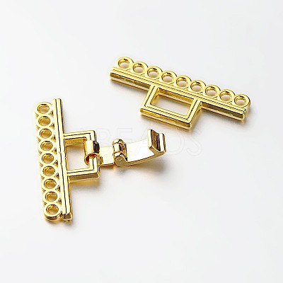 9 Strands Alloy and Brass Fold Over Clasps X-PALLOY-N0112-04G-1