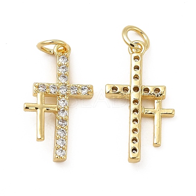 Brass Micro Pave Cubic Zirconia Pendants KK-E068-VB262-1