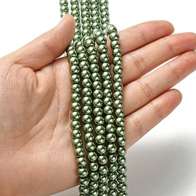 Eco-Friendly Dyed Glass Pearl Bead Strands HY-A008-6mm-RB025-1