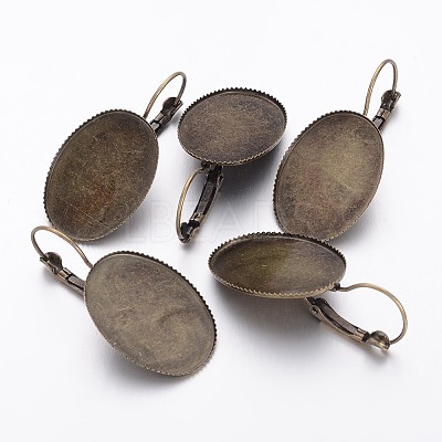 DIY Antique Bronze French Style Brass Ear Wire Fit for Cabochons X-KK-A024-AB-1
