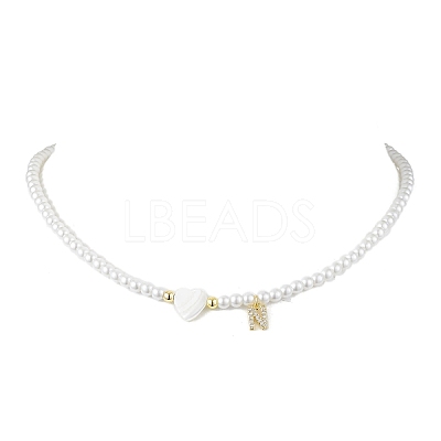 Brass Micro Pave Grade AAA Cubic Zirconia Letter Pendant Necklaces NJEW-JN04771-14-1