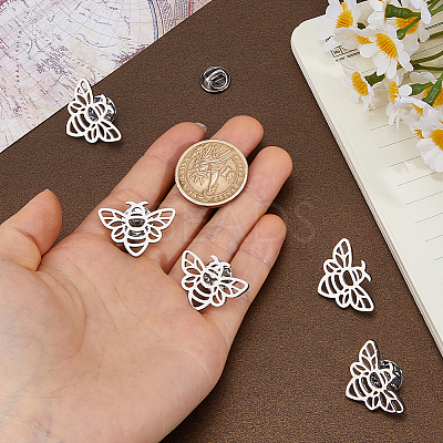 6Pcs Bees 304 Stainless Steel Lapel Pin Backs for Backpack Clothes JEWB-FH0003-11P-1