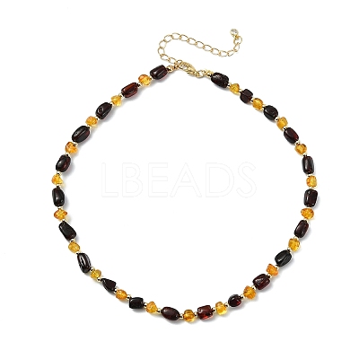 Natural Amber Nuggets Beaded Necklaces for Women NJEW-JN06041-1