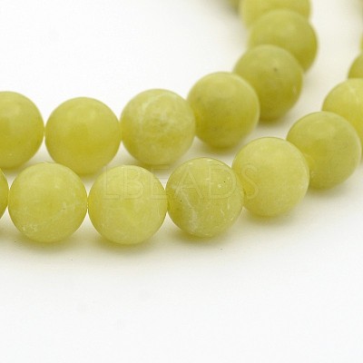 Natural Olive Jade Round Bead Strands G-P070-34-7mm-1