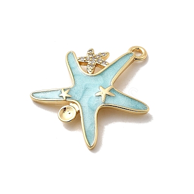 Starfish Brass Micro Pave Cubic Zirconia Pendant Rhinestone Settings KK-H089-25G-1