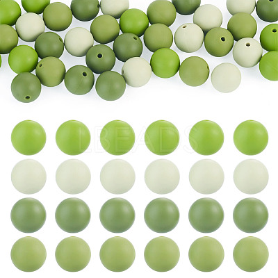 40Pcs 4 Colors Round Silicone Focal Beads SIL-TAD0001-02D-1