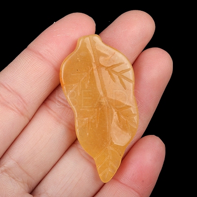 Natural Topaz Jade Carved Healing Leaf Stone PW-WG31545-07-1