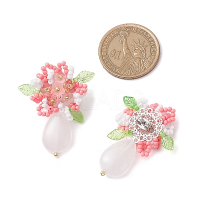 Flower Handmade Glass Seed Beads Stud Earrings EJEW-MZ00449-1