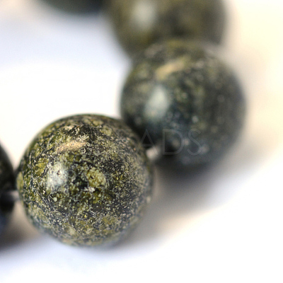 Natural Serpentine/Green Lace Stone Round Bead Strands X-G-E334-8mm-14-1