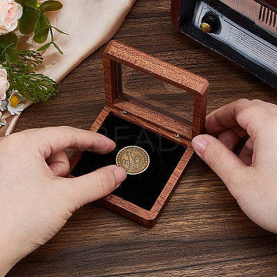 Wood Commemorative Coin Box CON-WH0107-36A-1