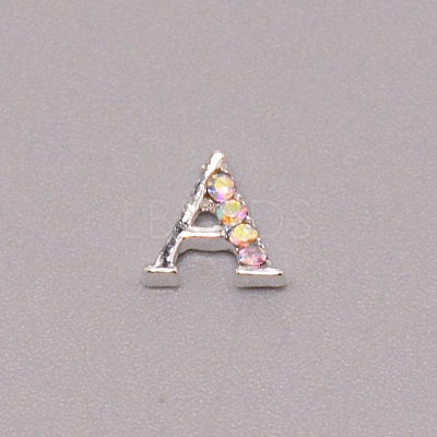 Letter A~Z Alloy Rhinestone Cabochons MRMJ-WH0072-92A-1