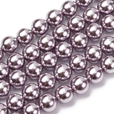 Electroplated Shell Pearl Beads Strands BSHE-G041-8mm-02-1