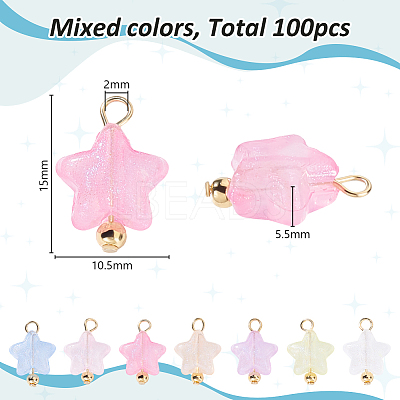100Pcs Luminous Acrylic Charms PALLOY-GA00029-1